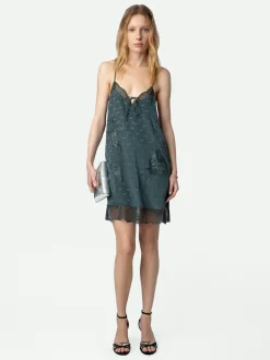 Calissa Jacquard-Kjole I Silke