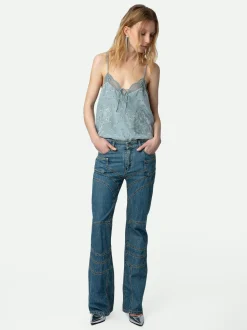 Camisole Capela Rhinestone Silk Jacquard