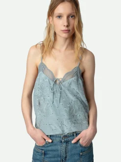 Camisole Capela Rhinestone Silk Jacquard