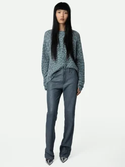 Markus Leopard Genser 100% Cashmere