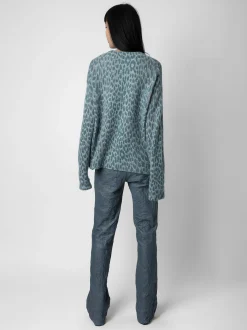 Markus Leopard Genser 100% Cashmere