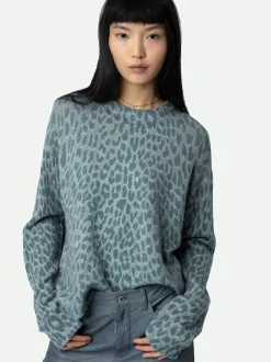 Markus Leopard Genser 100% Cashmere