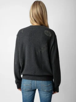 Pravis 100% Cashmere Rhinestone Genser