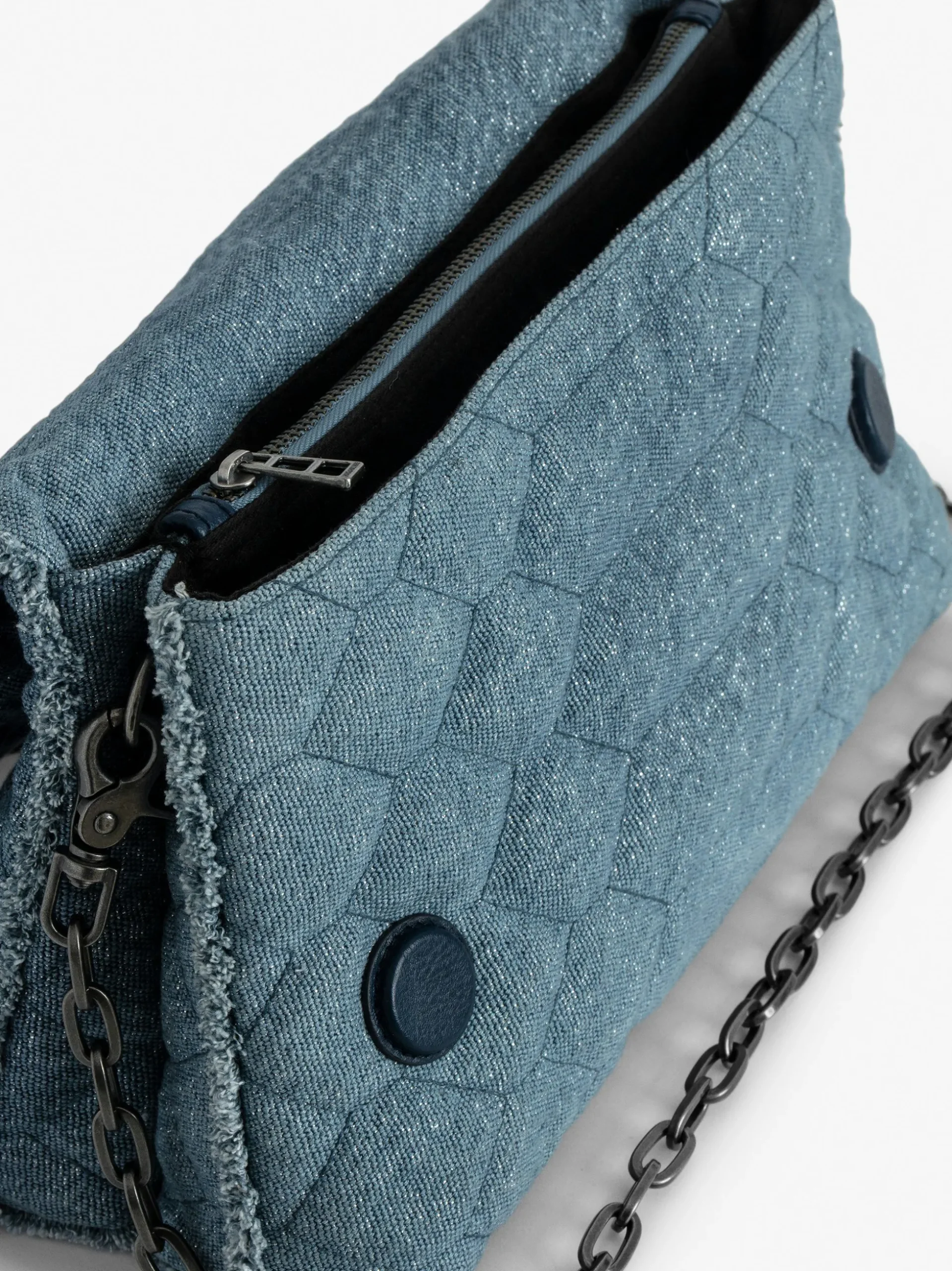 Rocky Denim Glitter Quilted Bag