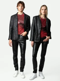 Valfried Crinkle Leather Blazer