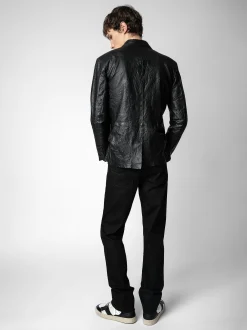 Valfried Crinkle Leather Blazer