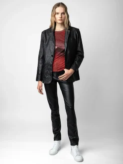 Valfried Crinkle Leather Blazer