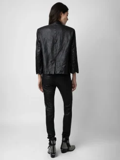 Verys Crumpled Leather Blazer