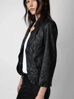 Verys Crumpled Leather Blazer