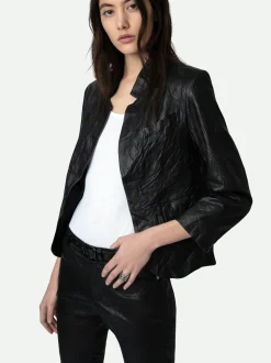 Verys Crumpled Leather Blazer