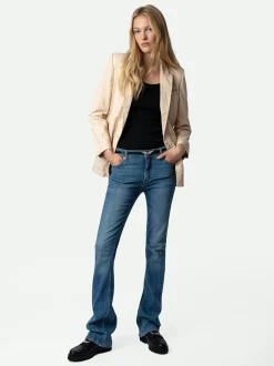 Visko Crinkle Leather Blazer