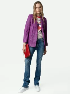 Visko Crinkle Leather Blazer