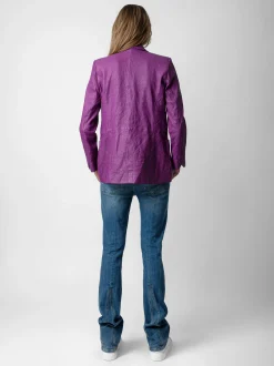 Visko Crinkle Leather Blazer