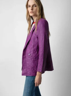 Visko Crinkle Leather Blazer