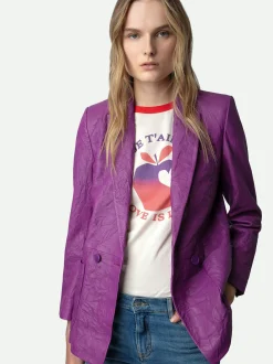 Visko Crinkle Leather Blazer