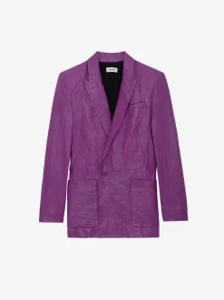 Visko Crinkle Leather Blazer